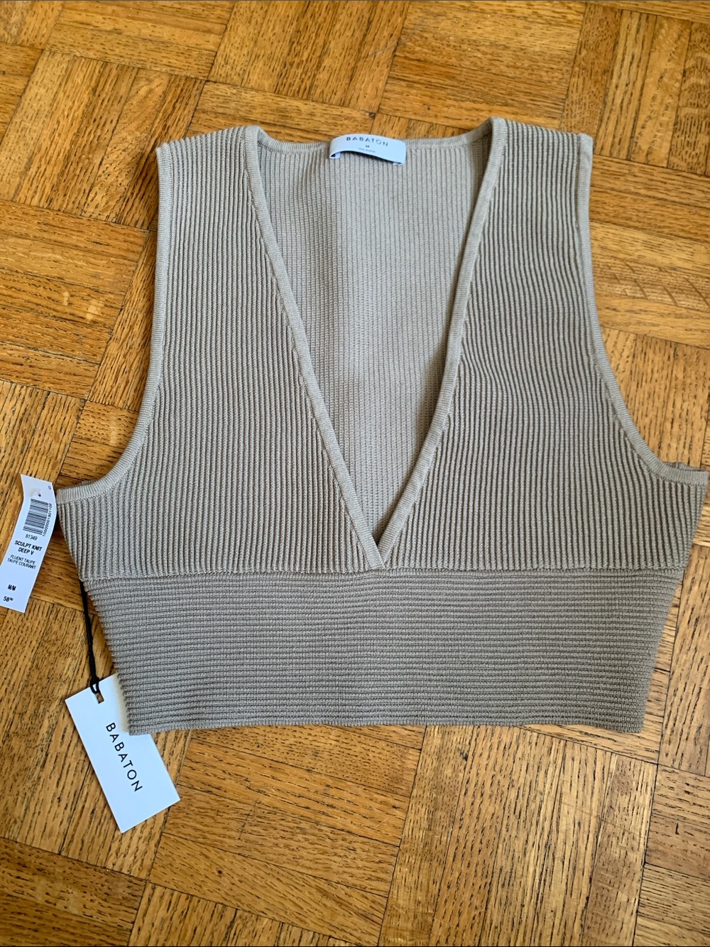 Babaton Sculpt Knit Deep V in Taupe